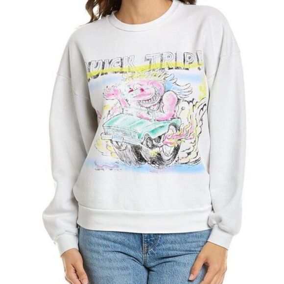 Mother Quick Trip! Print Pullover Sweatshirt Women’s White Size Small - Picture 1 of 7